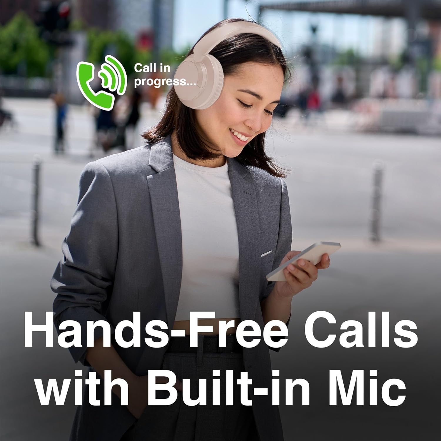 Laser Active Noise Cancelling Headphones, Bluetooth 5.3 Over-Ear Headset with Built-In Mic, 20H Battery, USB C Fast Charging, Foldable, Pink - Compatible with Phones, Laptops, and Tablets - Black image number 6