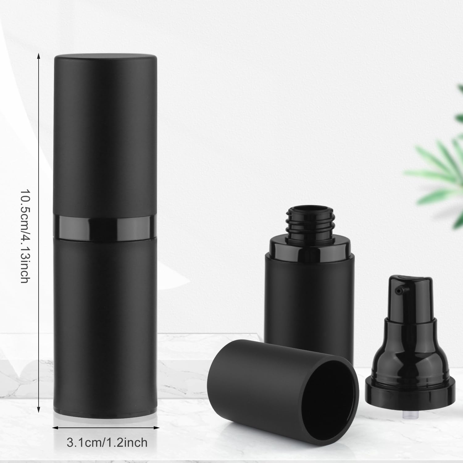 BOSMIOW 5Pcs 15Ml Black Airless Pump Bottle Empty Frosted Vacuum Lotion Bottle Refillable Cosmetic Vacuum Pump Makeup Dispenser Container for Foundation,Lotion,Cream,Essential Oil,Shampoo image number 1