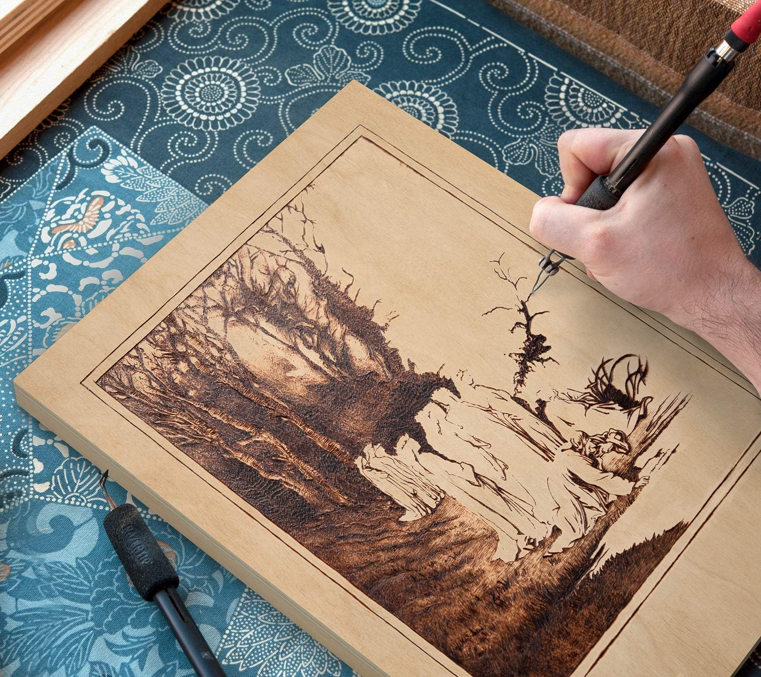 ARTEZA Wooden Canvas Board, 8X8 Inch, Pack of 5, Birch Wood, Cradled Artist Wood Panels for Painting, Encaustic Art, Wood Burning, Pouring, Use with Oils, Acrylics image number 1