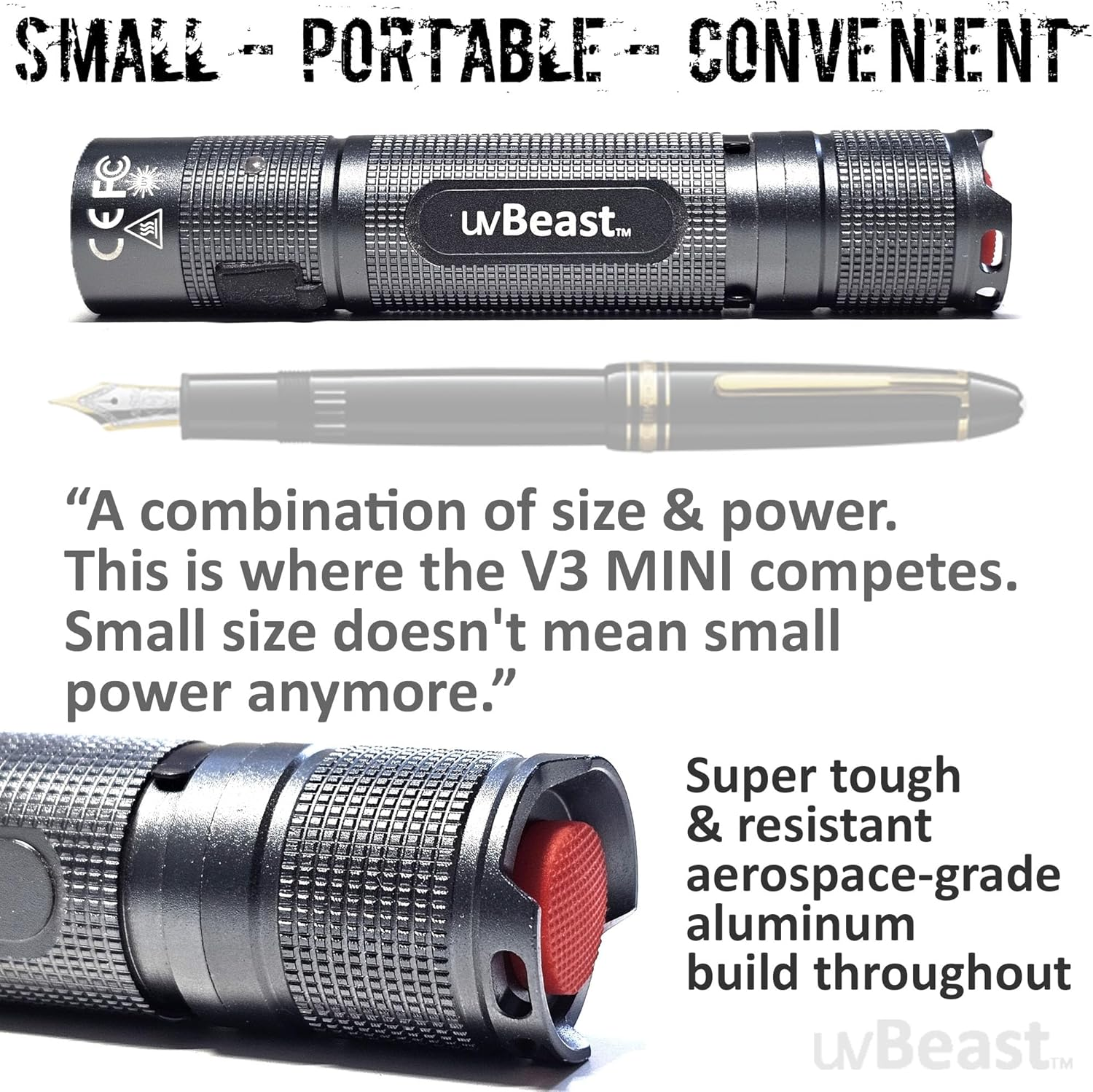 Uvbeast New V3 Mini - 385-395Nm - Black Light UV Flashlight &ndash; High Flux Density Ultraviolet - Professional Grade High Power Upgraded 5 Core UV LED &ndash; USA Stock image number 3