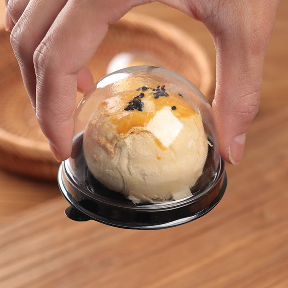 50 Set Clear Plastic Mini Cupcake Boxes Muffin Pod Dome Muffin Single Container Box Wedding Birthday Gifts Boxes Supplies (Black) image number 4