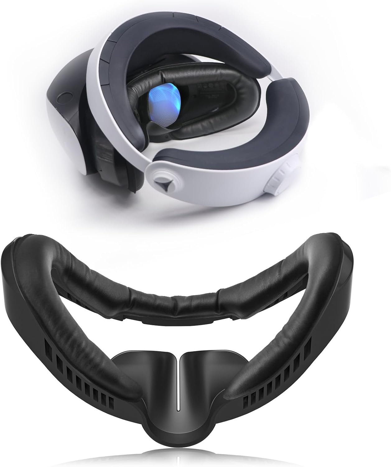 AODELAN VR Face Pad for PSVR2, Black, Compatible with PS5, Game Console, Operating System: Proprietary Platform (Sony), Fitness Facial Interface Leather Foam Cushion Pad & Replacement Accessory image number 1