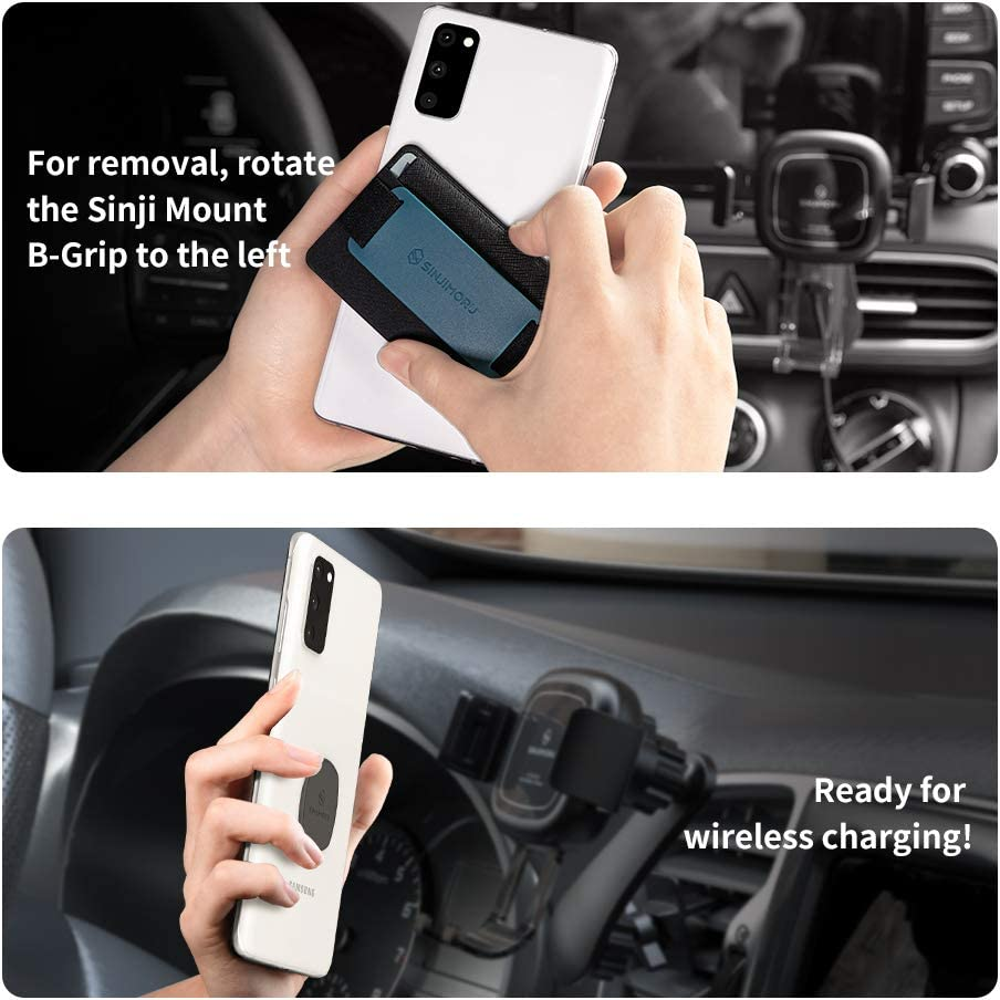 Sinjimoru Detachable Phone Wallet, Phone Card Holder as Phone Stand & Iphone Grip for Wireless Charging, Not for Magsafe. Sinji Mount B-Grip Clementine image number 2