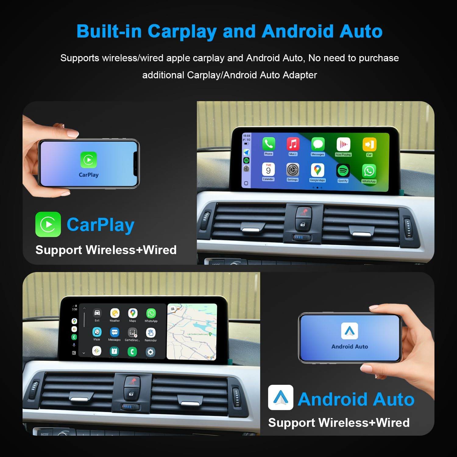 PEMP F30 Android Screen 1920X720 HD, Qualcomm 8Core 4+64GB Carplay Android Auto Use the OEM Bluetooth Get the Sound, for BMW F30 F31 F34 F35 F32 F33 F20 F21 F22 (2012-2017) NBT CIC.