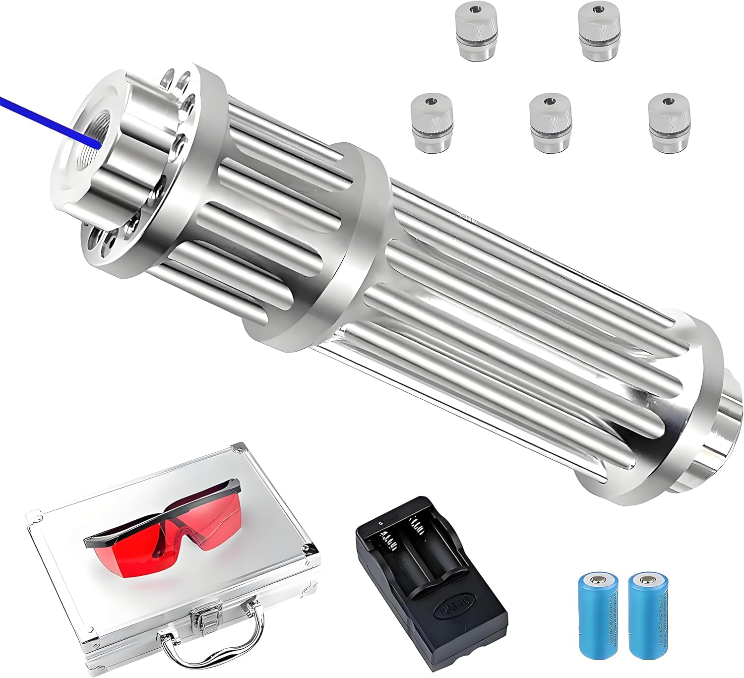 GDSZJLJ High Power Blue Flashlight, USB Rechargeable Long Range Adjustable Focus, Tactical Handheld Light with Starlight Cap, Suitable for Hiking, Camping, Outdoor, Fishing, Camping Hiking, Travel image number 3