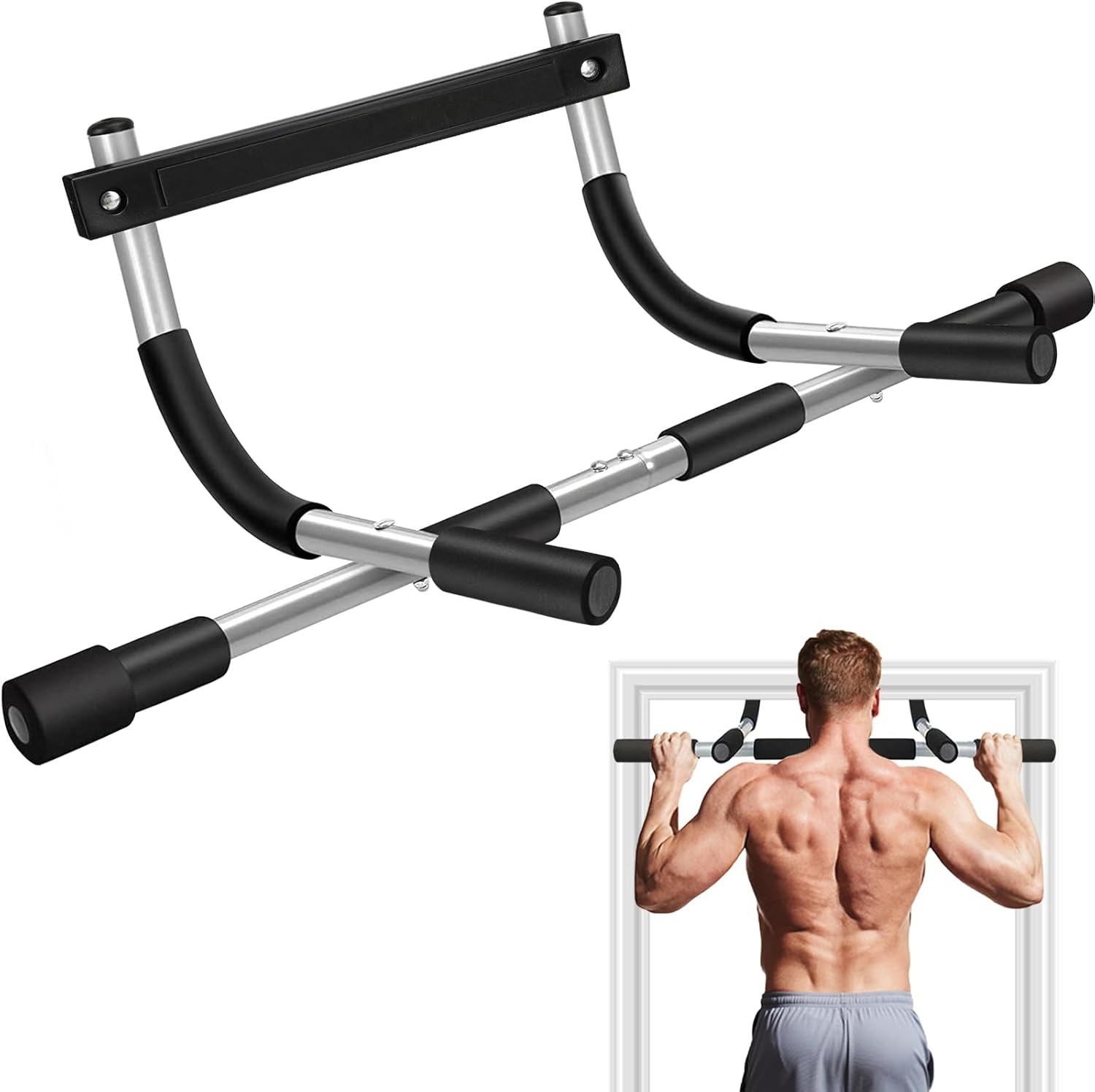 Pull up Bar for Doorway, Upgrade Chin up Bar for Doorway without Screws, Portable Strength Training Door Frame Pull-Up Bars, Door Workout Bar with Foam Grips for Home image number 3