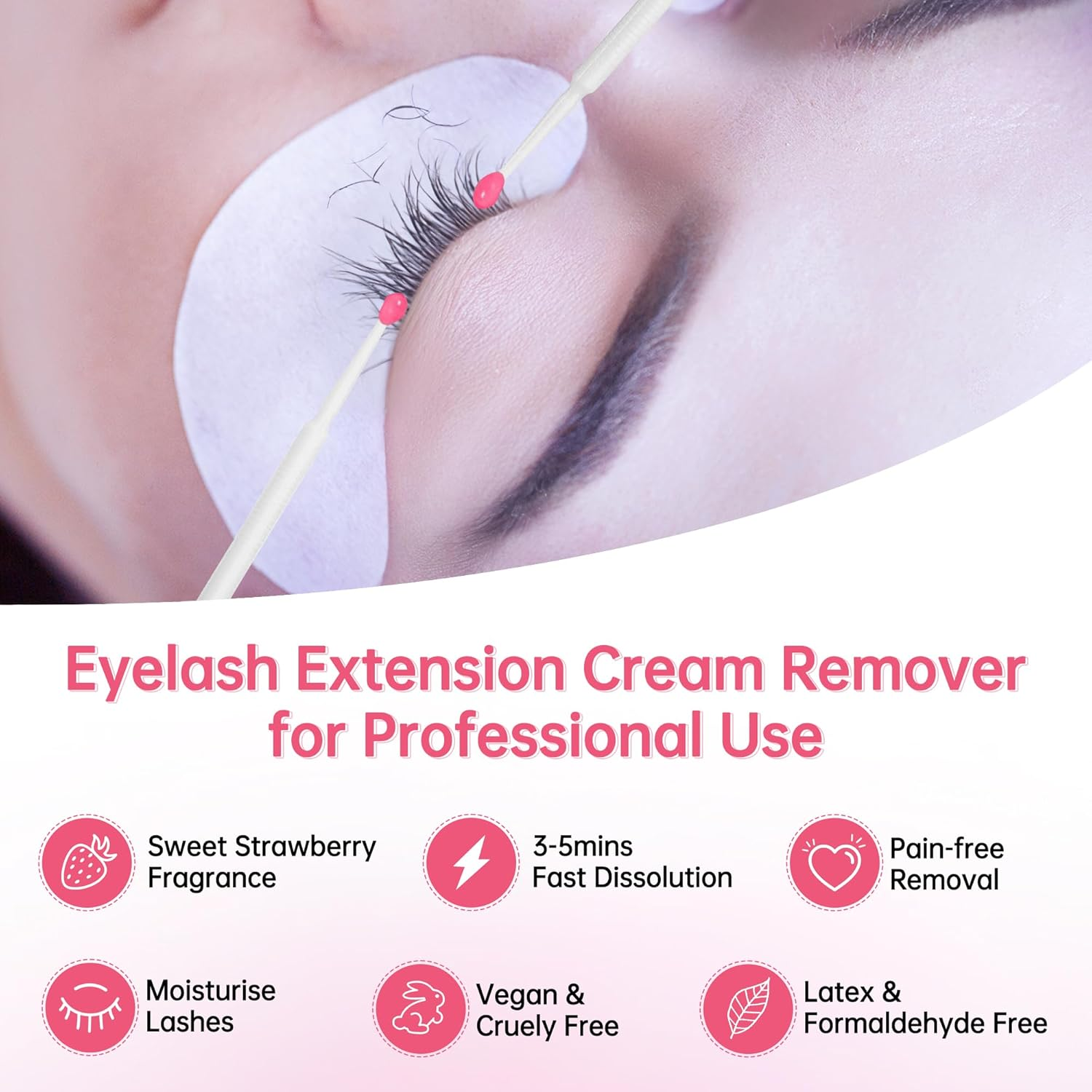 Beauty7 Eyelash Extension Remover Cream Lash Removal Cream Safe Fast Remove Eyelash Glue Low Irritation Pink 5G image number 1