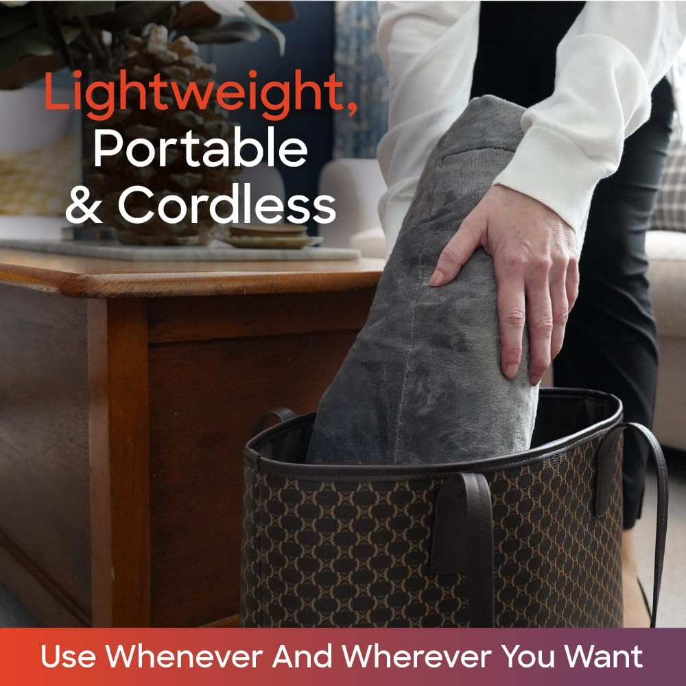 Sash & Bloom Heated Shawl - Charcoal &ndash; Super-Soft and Stylish Portable 2-In-1 Heated Blanket and Shawl, 3 Settings, Heats up to 55 Degrees, Auto-Off, for Sport Games, Camping, Hiking, Office, Home image number 5