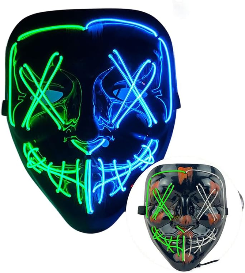 Costume Bay LED V Mask with Multiple Light Effects, Ideal for Parties, Festivals, Halloween, and Themed Events. Vibrant Colors and Glowing Effects That Make You Stand Out.