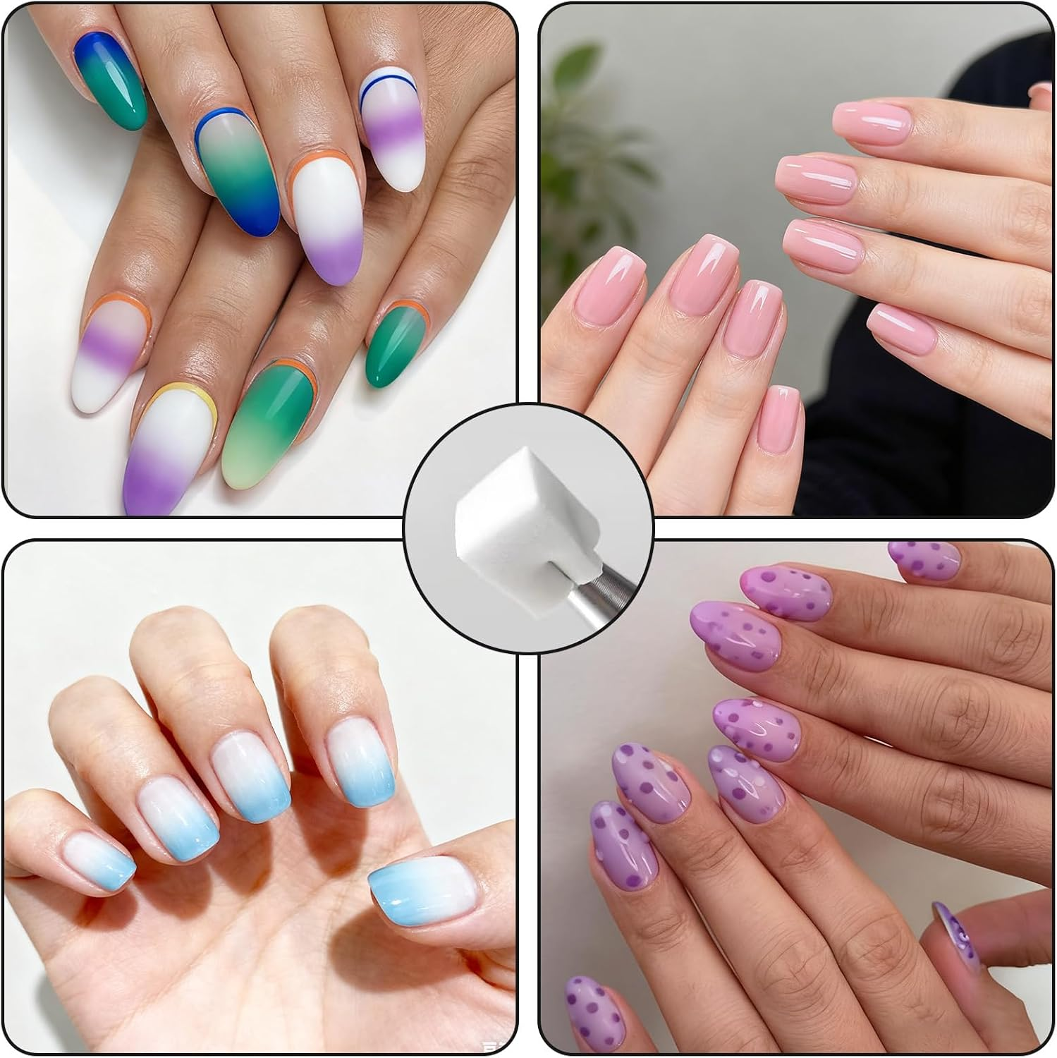 Vymoreon 100Pcs Nail Sponge, Nail Art Tools - Nail Art Sponges and 1 Nail Sponge Metal Gripper for Ombre, Manicure Accessories image number 5