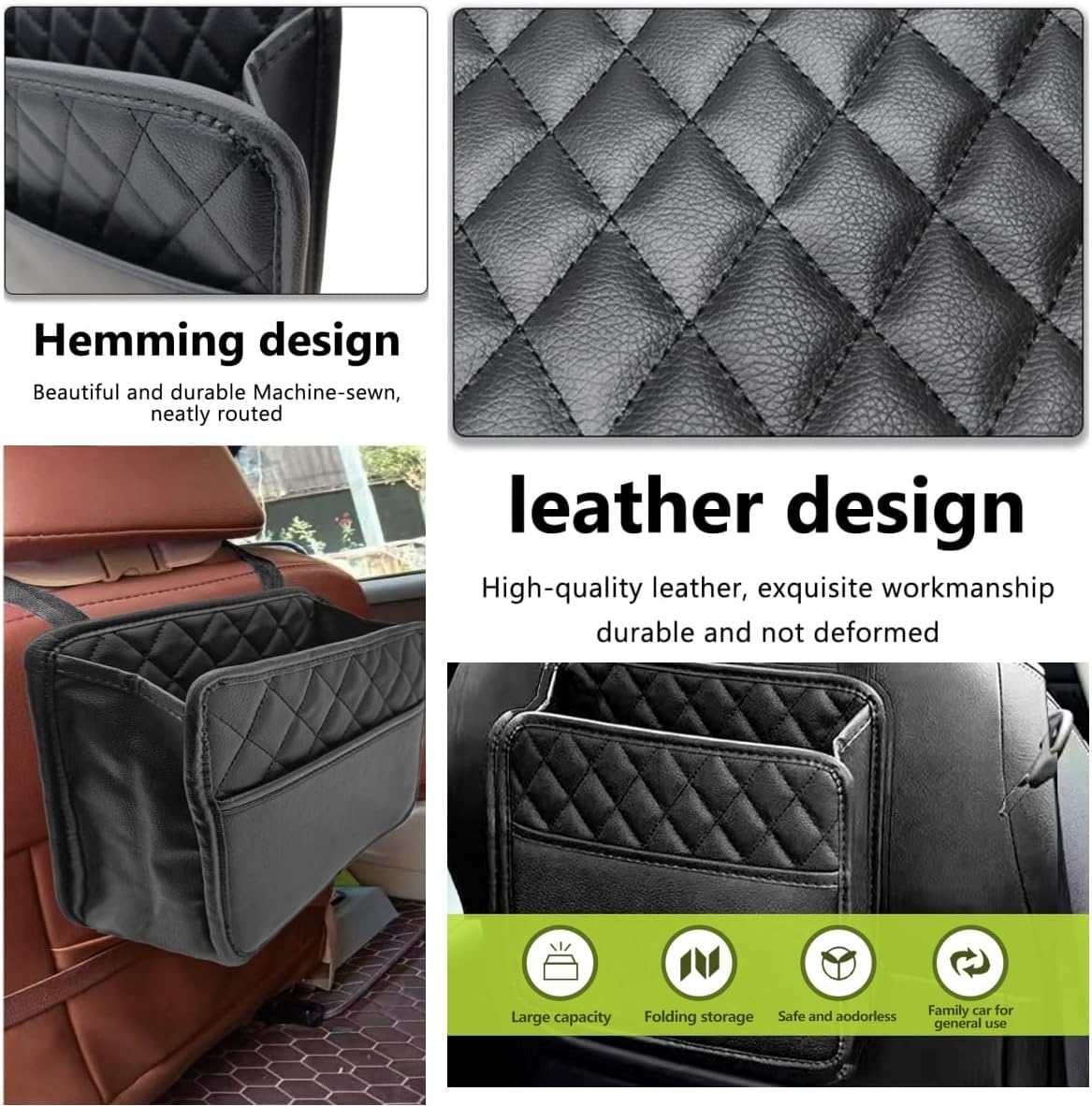 Beiqilian 2 PCS Backseat Car Organizer,Car Seat Back Hanging Bag Car Document Holder Multi-Pocket Bottle Bag,Multi-Pocket All Purpose Car Trip Bag Storage Box (2) image number 5