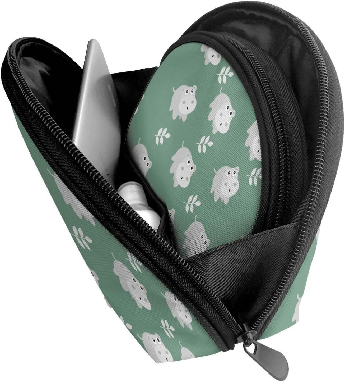 Cozimangoe Coin Pouch Makeup Bags Set, 2 Piece Shell Shape Cosmetic Bag with Pockets for Daily Travel Handbag Lipstick Keys Toiletry, Personalized Cute Hippo image number 5