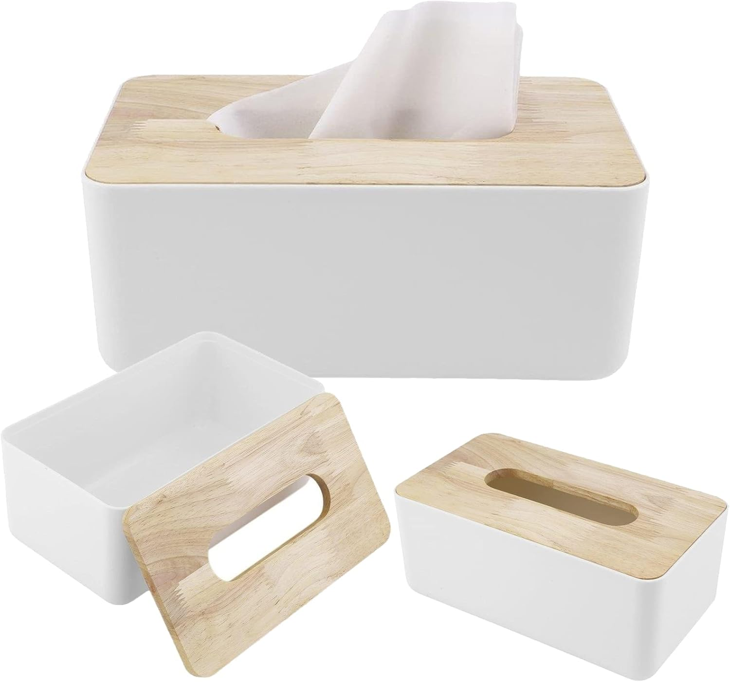 Removable Facial Tissue Box, Japanese Tissue Box, Solid Wood PP Tissue Box, Car Tissue Paper Dispenser, Napkin Organizer, Wooden Cover Toilet Paper Box, for Car Desk Bathroom Crafts Office Gift image number 5