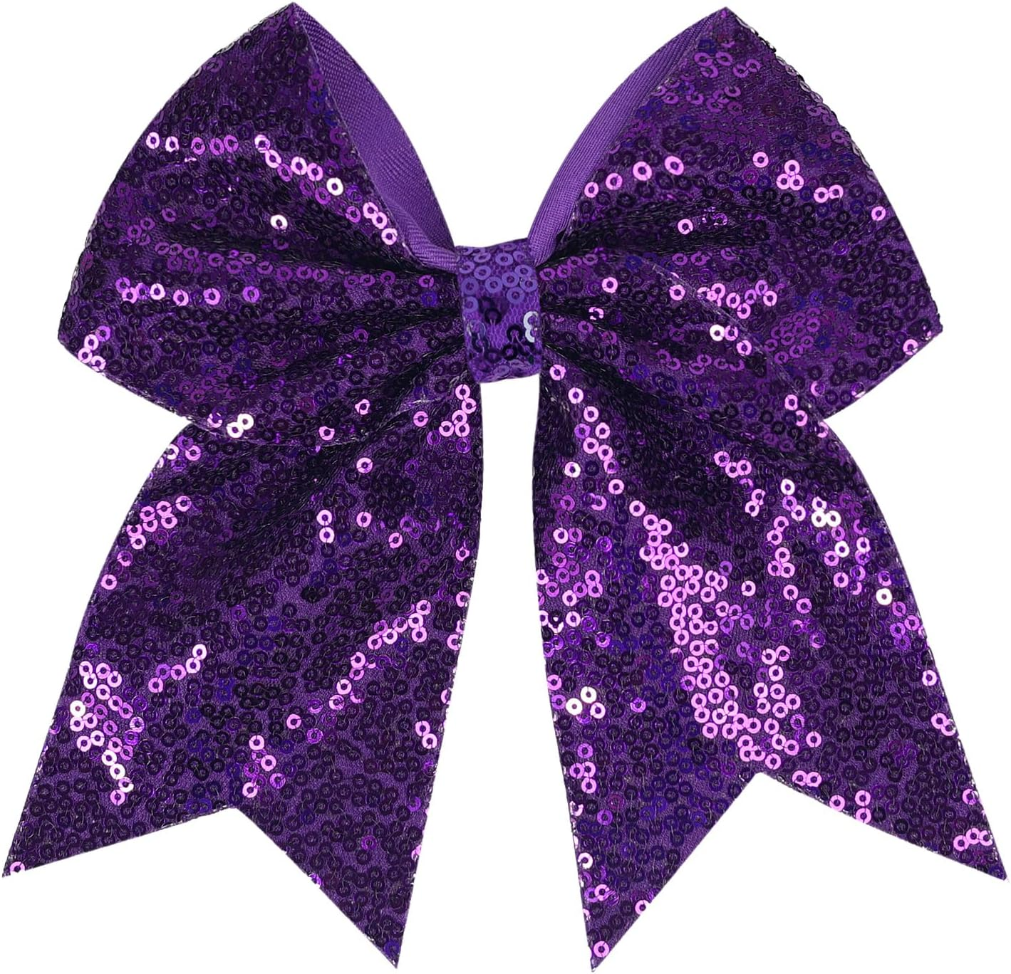 Jumbo Glitter Cheer Bow Clip - 7 Inch Large Cheerleading Sequin Hair Bow with Tails for Girls Teen Softball Cheerleader Outfit Uniform (Champ Gold)