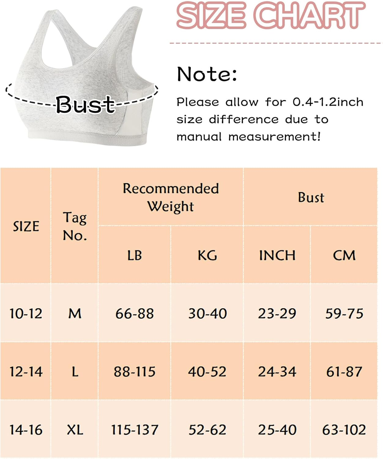KEOYA Teen Girls Training Bra Kids Lightly Padded Beginner Bra Cotton Wireless Everyday Bra image number 2