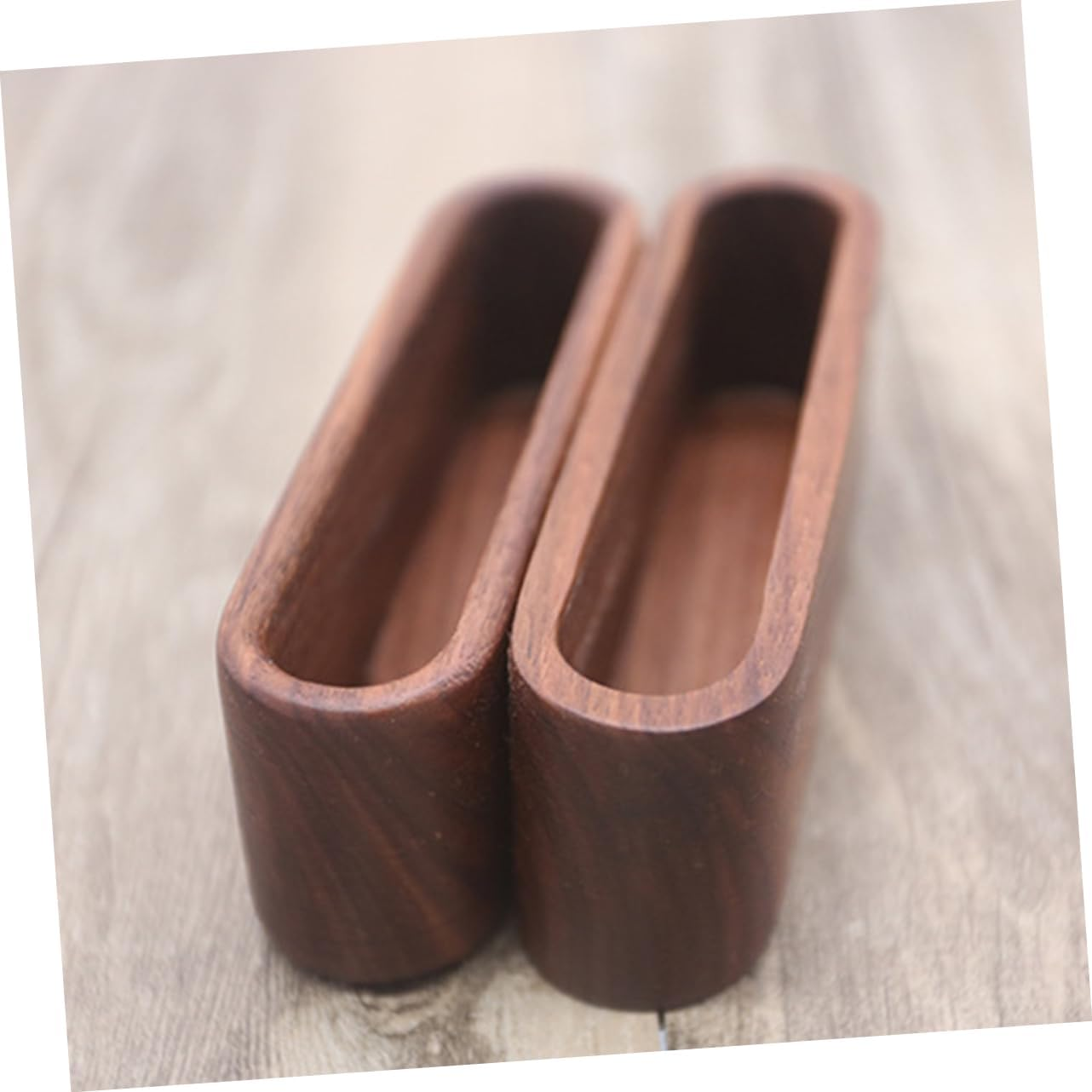 TEHAUX Walnut Wooden Desk Pen Holder Organizer Stationery Case Office Supplies Business Card Storage Box