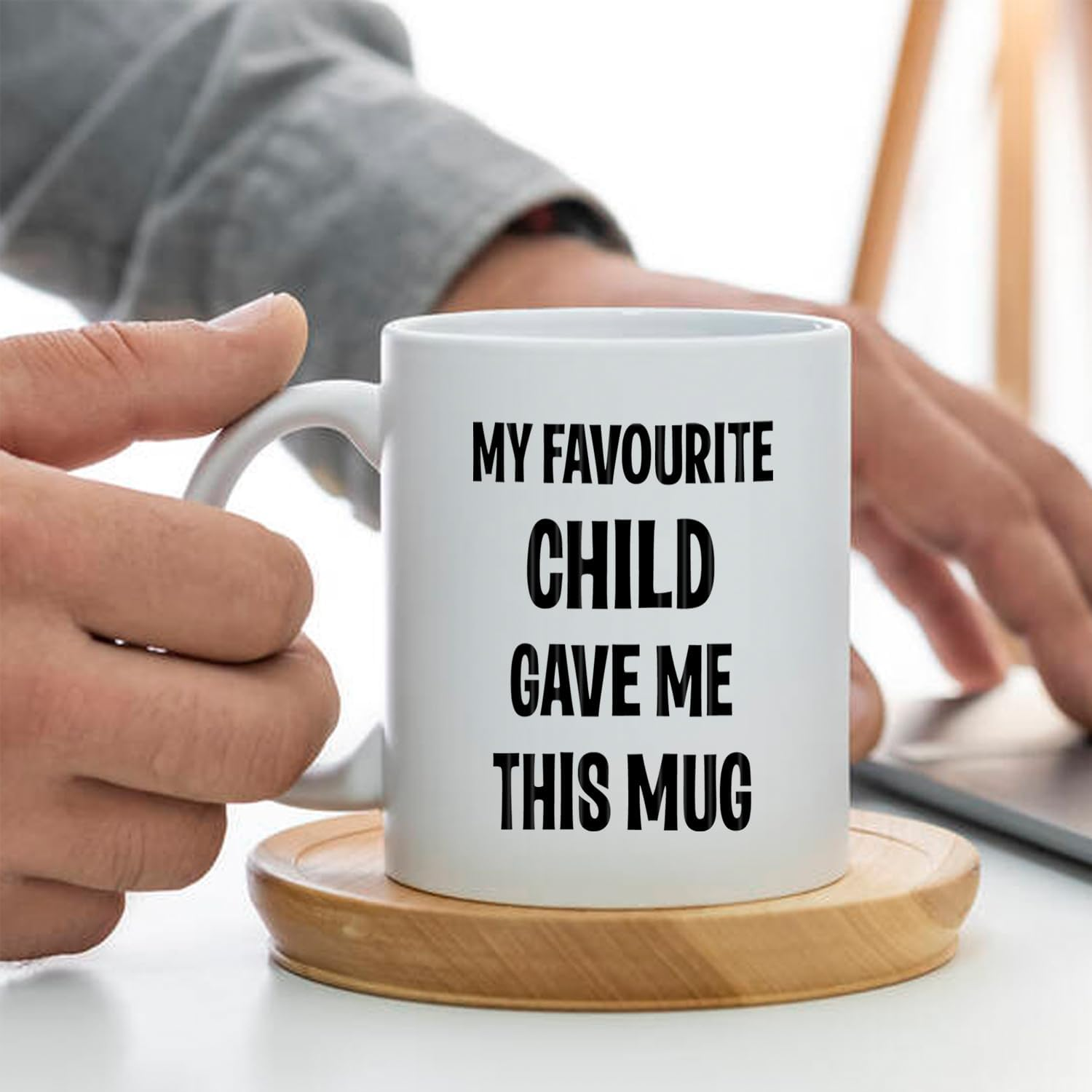 Funny Birthday Gifts from Father Mother Favourite Child Mug 11Oz, My Favourite Child Give Me This Mug for Dad and Mum image number 2