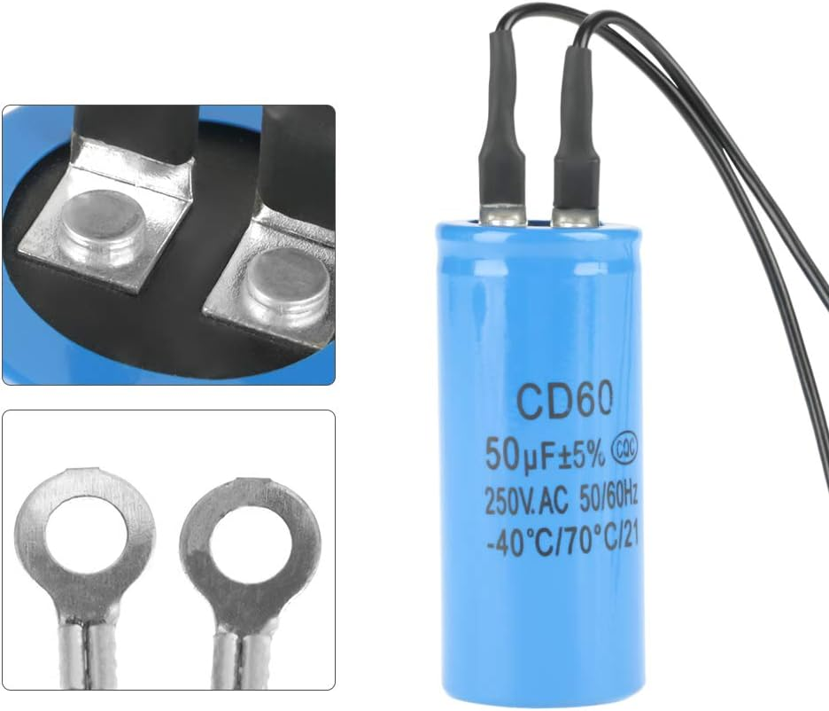 50Uf Anti-Explosion AC Heat Resisting Run Capacitor, Blue CD60 Run Capacitor, for Compressor Air Conditioner
