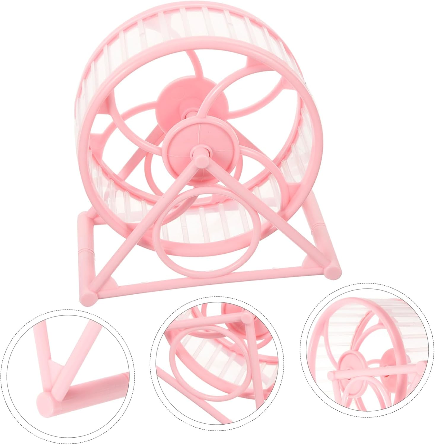 Silent Hamster and Gerbil Running Wheel Stand, Pink Plastic Exercise Wheel for Small Pets like Hedgehogs, Guinea Pigs and Chinchillas, Suitable for Cage Use and Small Animal Play