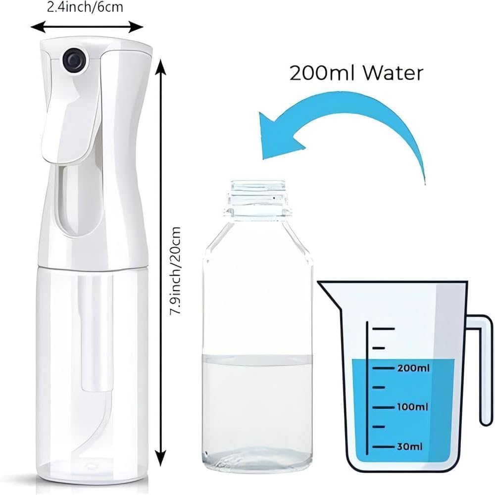Continuous Mist Spray Bottle 2Pack,Ultra Fine Mist Sprayer(7.05Oz/200Ml),Refillable Water Mister for Cleaning,Hairstyling, Plants, Misting Skin Care Clear image number 1