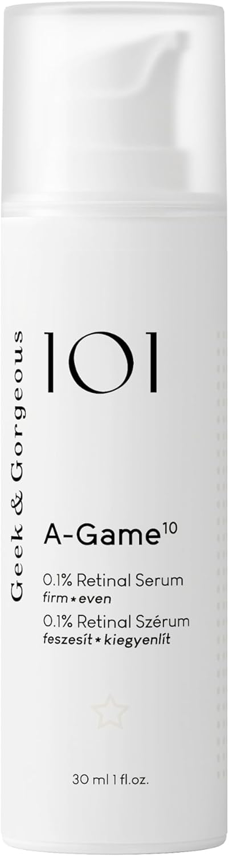 Geek & Gorgeous A-Game 10 0.1% Retinal Serum &ndash; High-Strength, Silky, Lightweight Anti-Aging Care for All Skin Types, Especially Oily & Combination, 30Ml