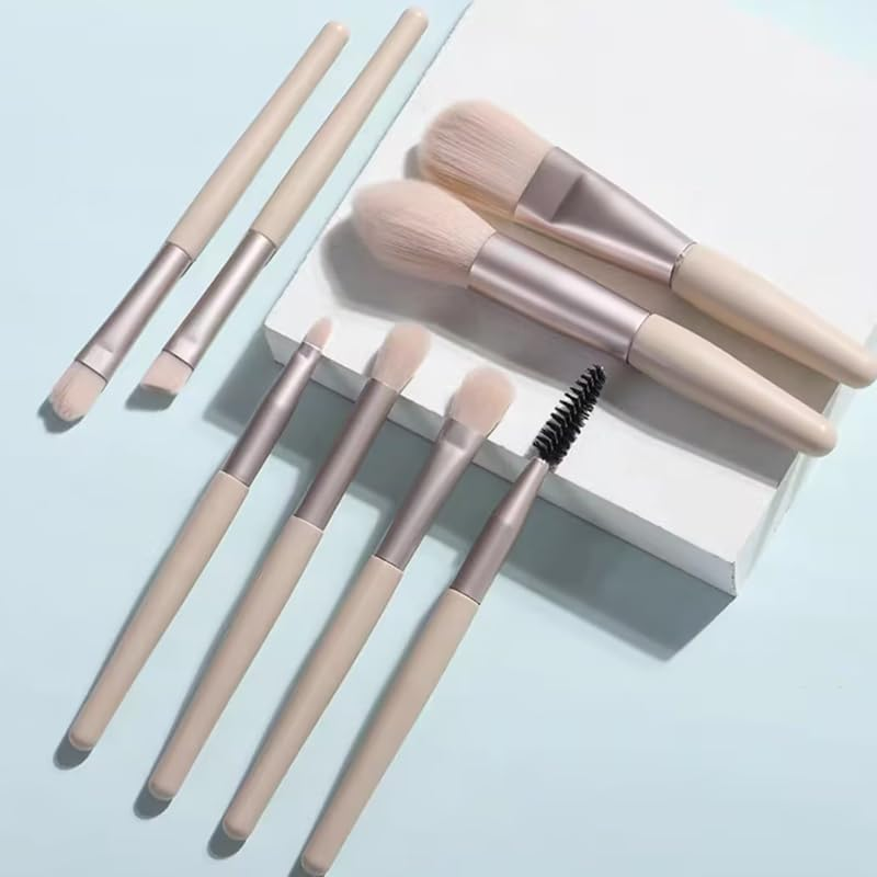 AIMALL 8-Piece Eyeshadow Brush Set &ndash; Premium Synthetic Makeup Brushes for Detailing & Blending, Includes Travel Bag, Perfect for Makeup Enthusiasts & Professionals - Apricot-Yellow image number 6