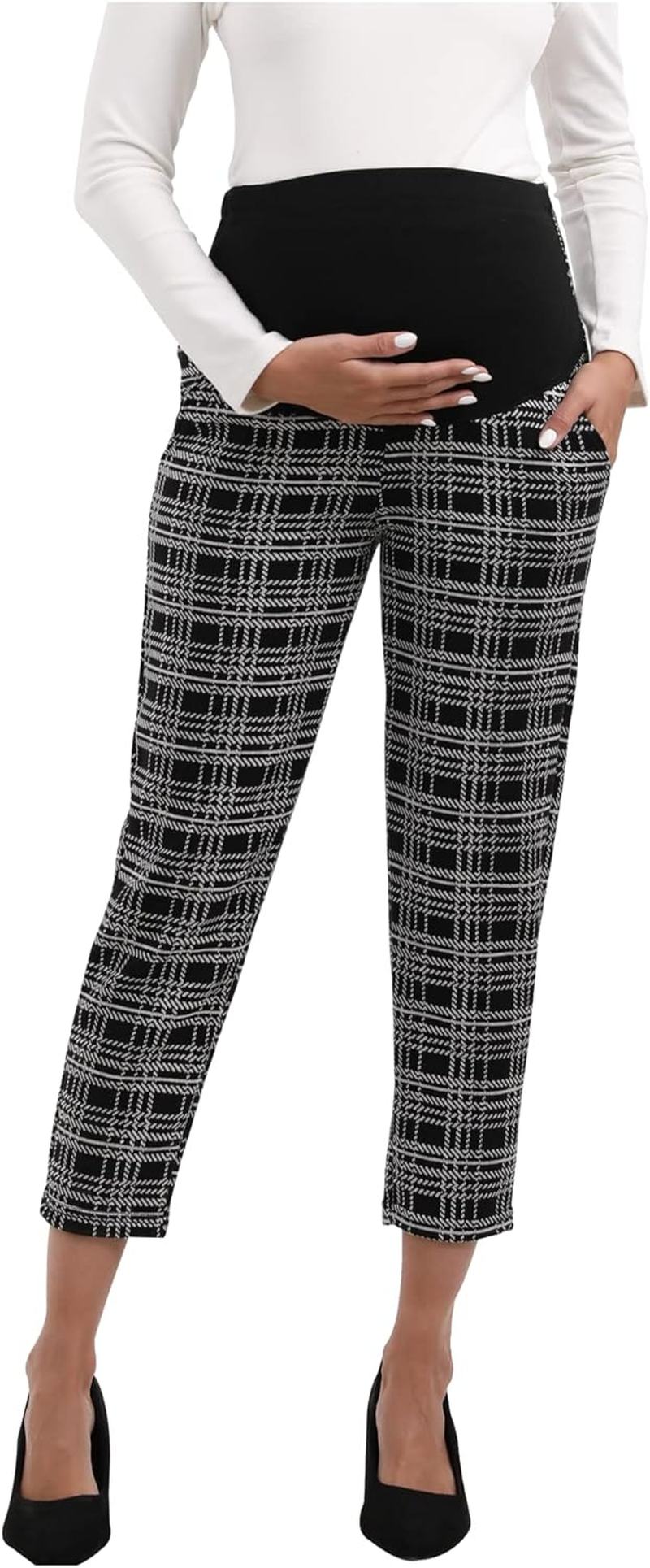 Maternity Pants Comfortable Stretch Over-Bump Women Pregnancy Casual Capris for Work