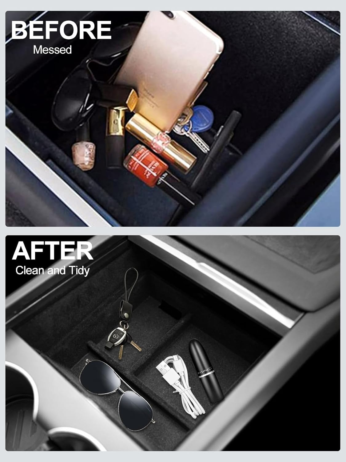 Center Console Organizer for Tesla Model 3 Highland 2025 2024 Model Y (Juniper) 2025 2026 Armrest Storage Box Holder Insert Tray Hidden Drawer Interior Accessories - Armrest Tray image number 2