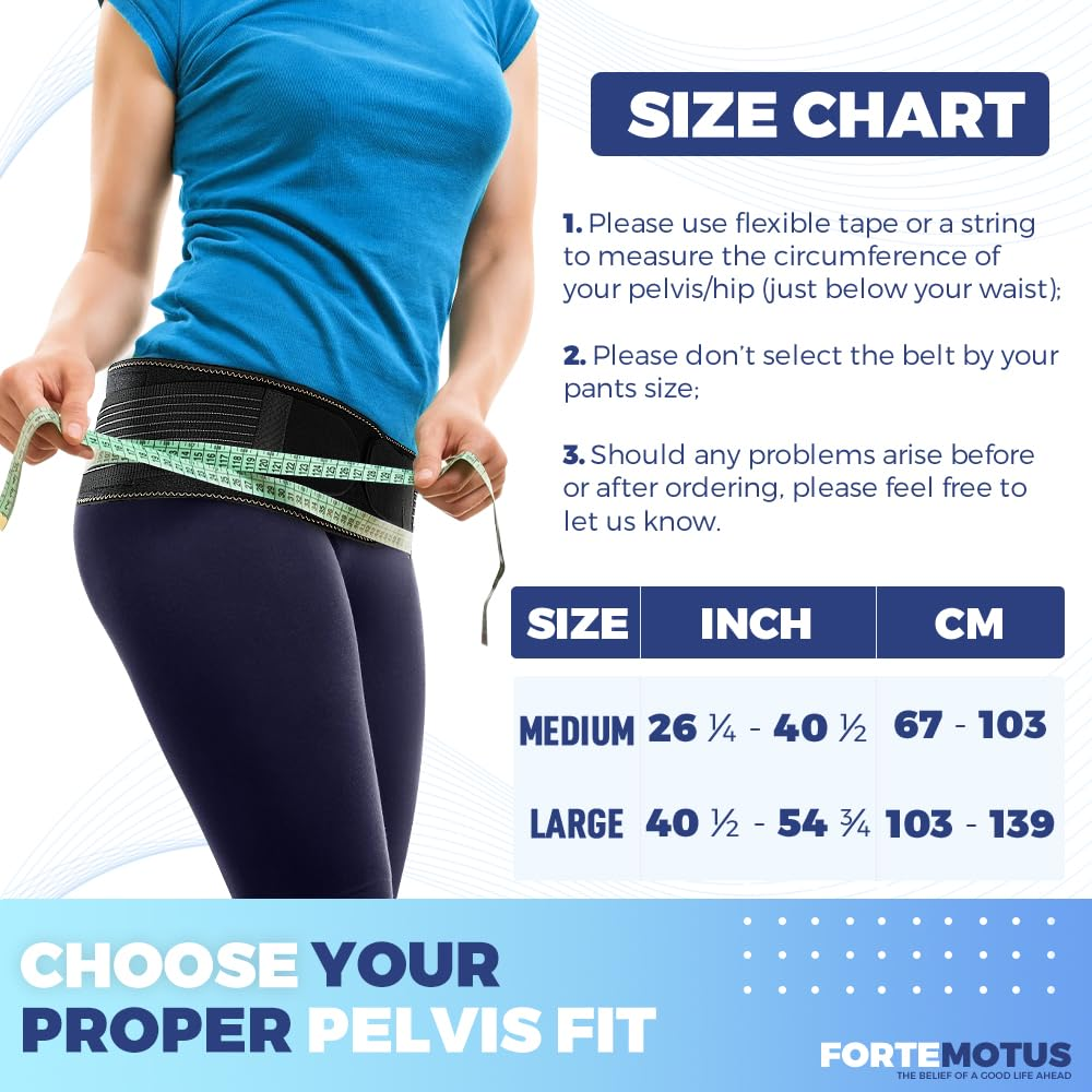FORTEMOTUS Sacroiliac Hip Belt, Sacroiliac Joint Belt with Adjustable Compression Support Back Brace for Sciatica, Pelvic, Lower Back Pain Relief, L image number 6