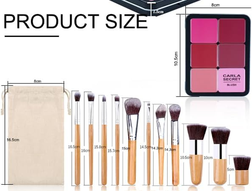 Joyeee Makeup Blush Palette + Cream Contour Palette Kit, with 11 Pcs Complete Makeup Brushes, Contouring Concealer Palette for Medium Dark Skin to Conceals Dark Circles, Redness, Acne, Blemish image number 4
