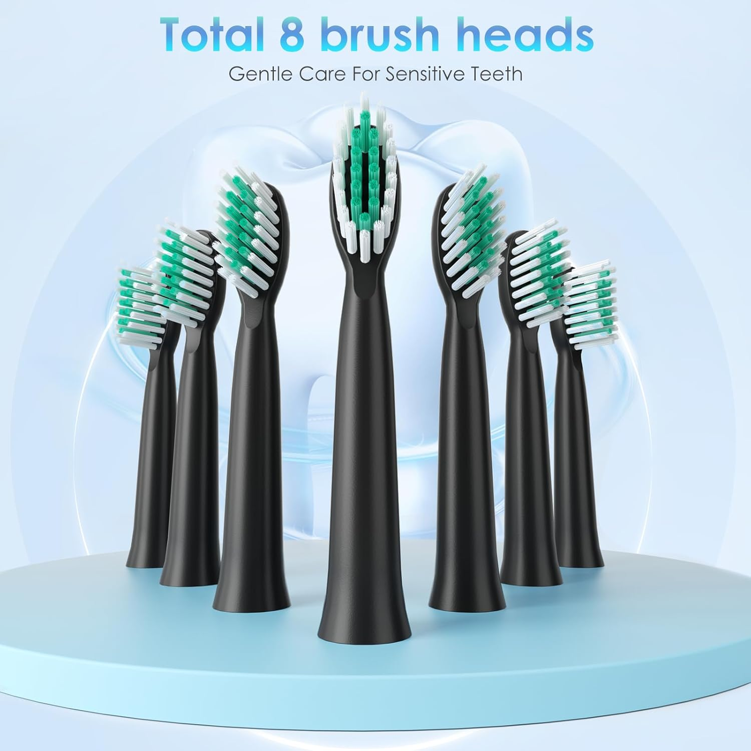 Electric Toothbrush for Adults, Included for Free with 8 Replacement Brush Heads, Travel Bag- 5 Cleaning Modes, IPX7 Waterproof,Rechargeable, with Smart Timer,Black Whitening Powered Toothbrush Set image number 6