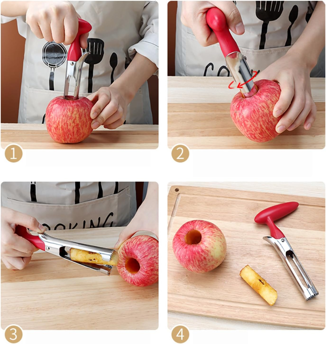 Apple Corer, 8 Blade Apple Slicer and Corer, Fruit Cutter, Apple Divider, Stainless Steel Slicer, Seeder Core Remover Tools Kit for Fruits, Vegetables, Pear, Ergonomic Handle, Easy Grip image number 3