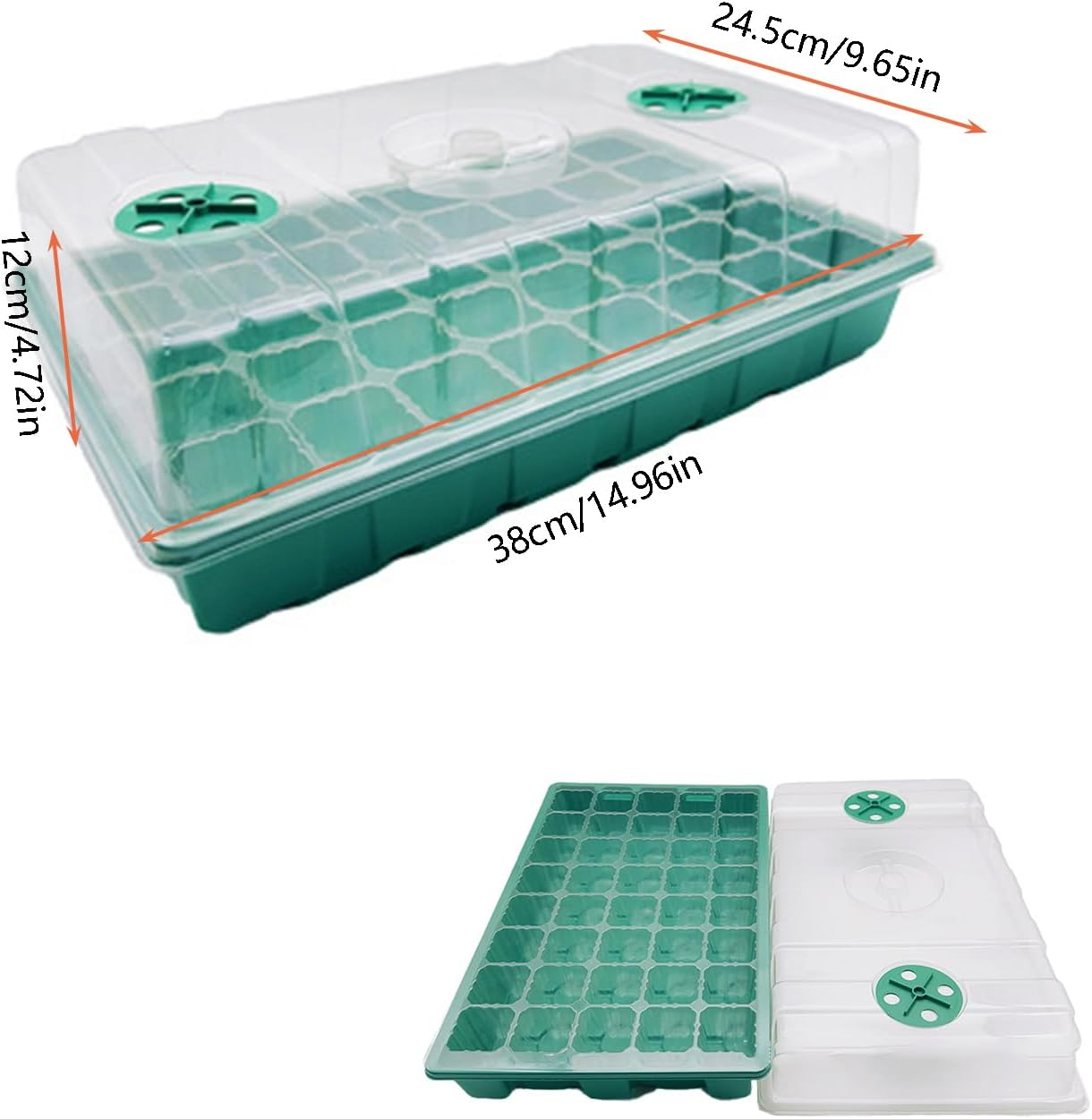4-Set Seed Starter Tray Kits with Dome and Base - 40-Cell Garden Plant Germination Trays, Seedling Tray, Cell Humidity Adjustable Seed Starting Kit,Greenhouse Germination Growth Tray image number 5