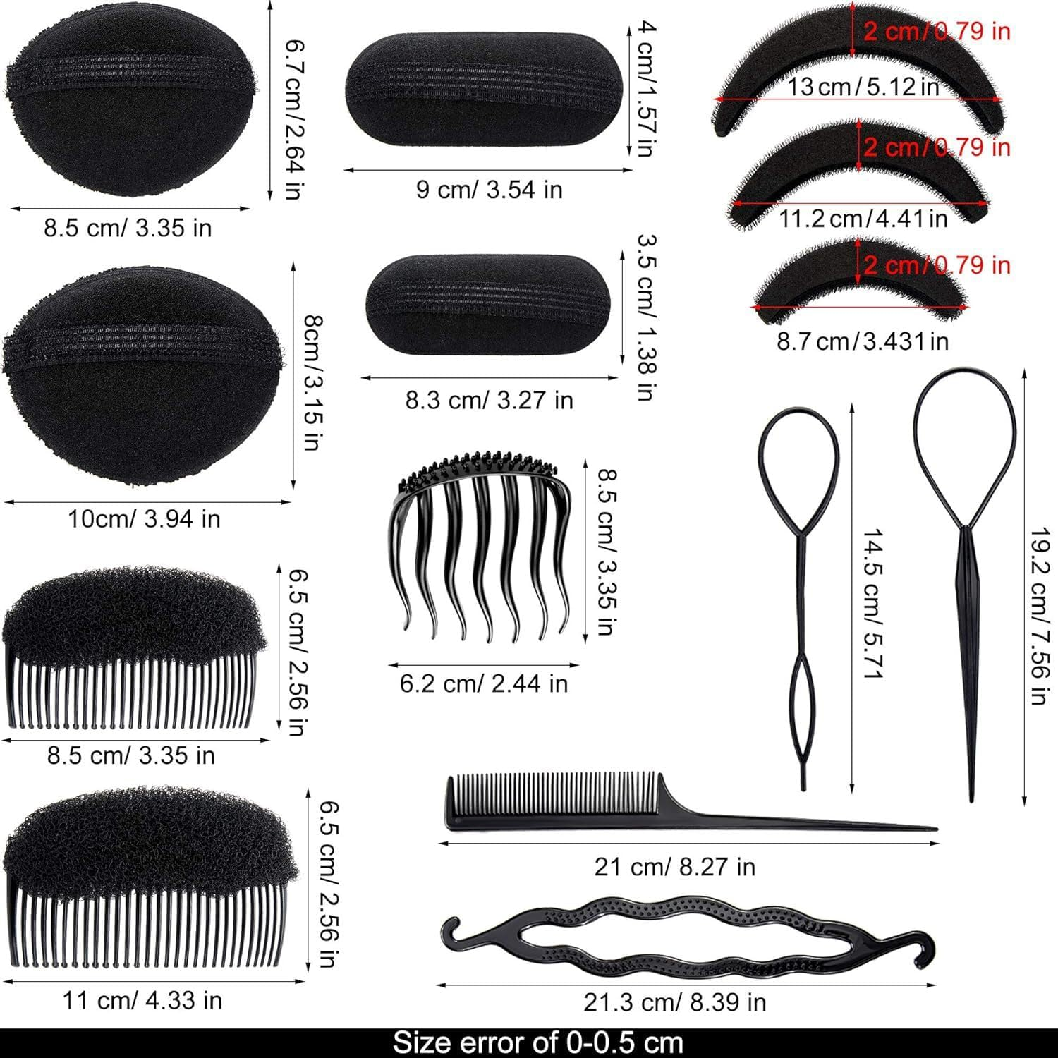 Hair Bump Sponge Volume Bases Set, 16Pcs Sponge Volume Hair Bases Set Bump It up Inserts Hair Styling Tools for Women or Girls image number 4