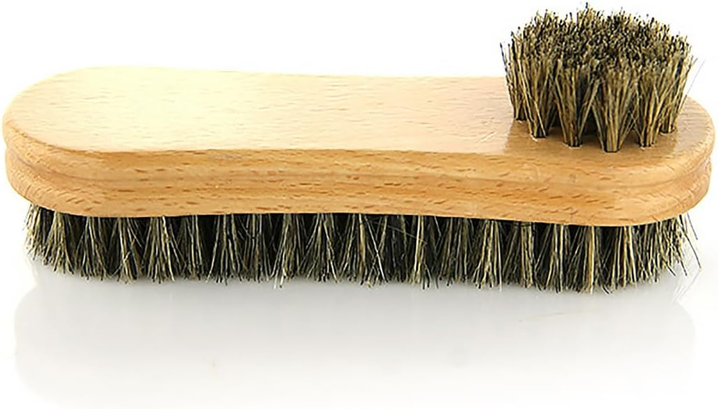 AIMALL Double-Sided Beech Wood Shoe Brush with Natural Pig Bristles, Premium Shoe Polishing and Cleaning Brush for Suede and Leather image number 3