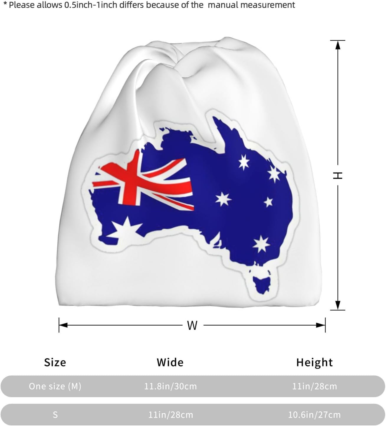 Edwal Australian Flag Map Print Slouchy Beanie Hat, Multifunction Beanie Hat Lightweight Beanie Sleep Hats for Women Men image number 3