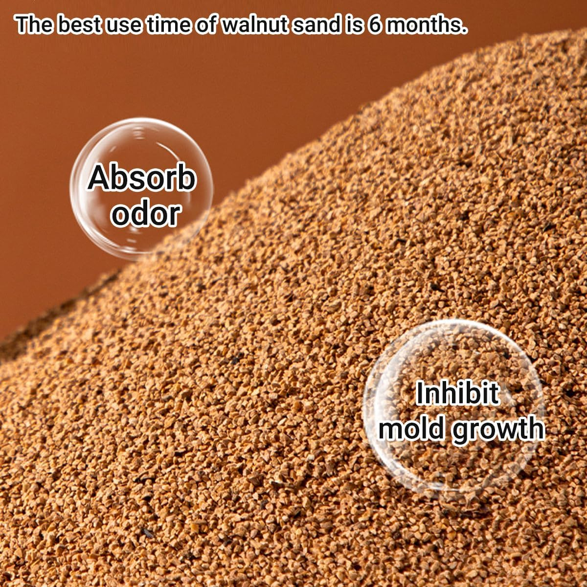 AIMALL Walnut Shell Sand Bedding, Odor Control & Dust-Free for Poultry, Ideal for Chickens, Quail, & Chicks, Enhances Clean Fermentation, 2.87Lbs (1.3Kg) image number 5