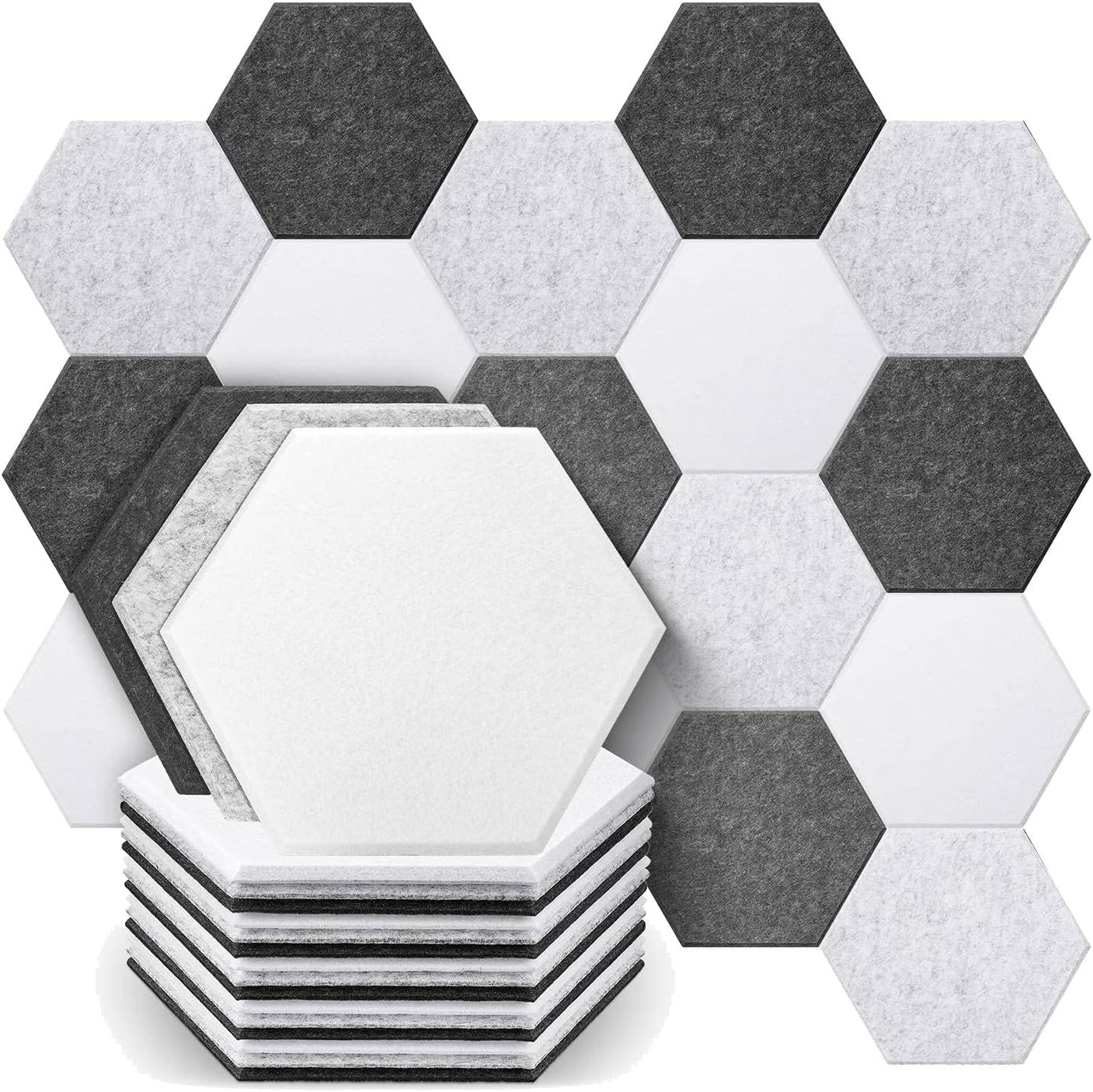 18 Pcs Acoust Insulation Panel Sound Absorbing Acoustic Sound Proof Panels Hexagonal Acoustic Panel for Sound Insulation &Acoustic Treatment