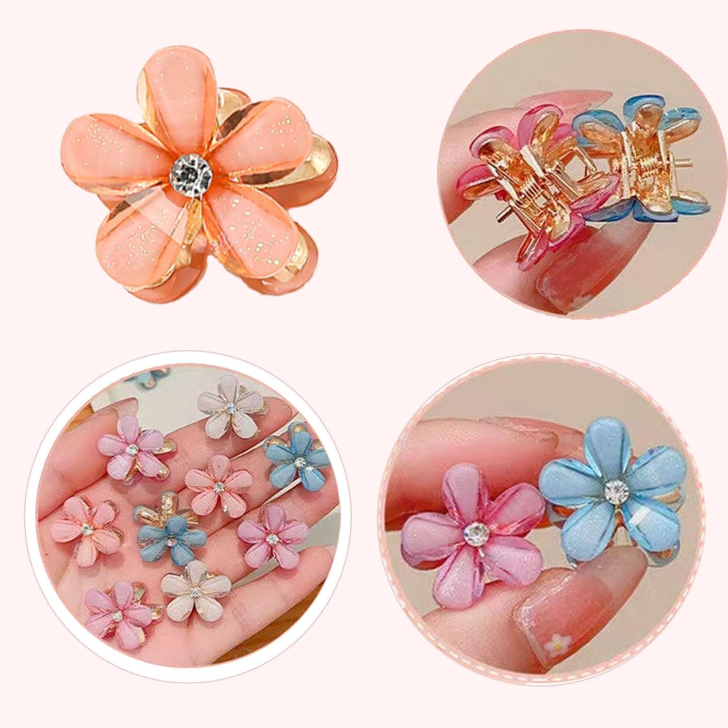 Rabbfit Pack of 12 Mini Diamond Hair Clips, Small Hair Clips, Flower Hair Clips Hair Accessories for Women, Girls, Cute Mini Hair Clips, Hair Clips for Photo, Everyday, Party, Wedding, Six Colours image number 3