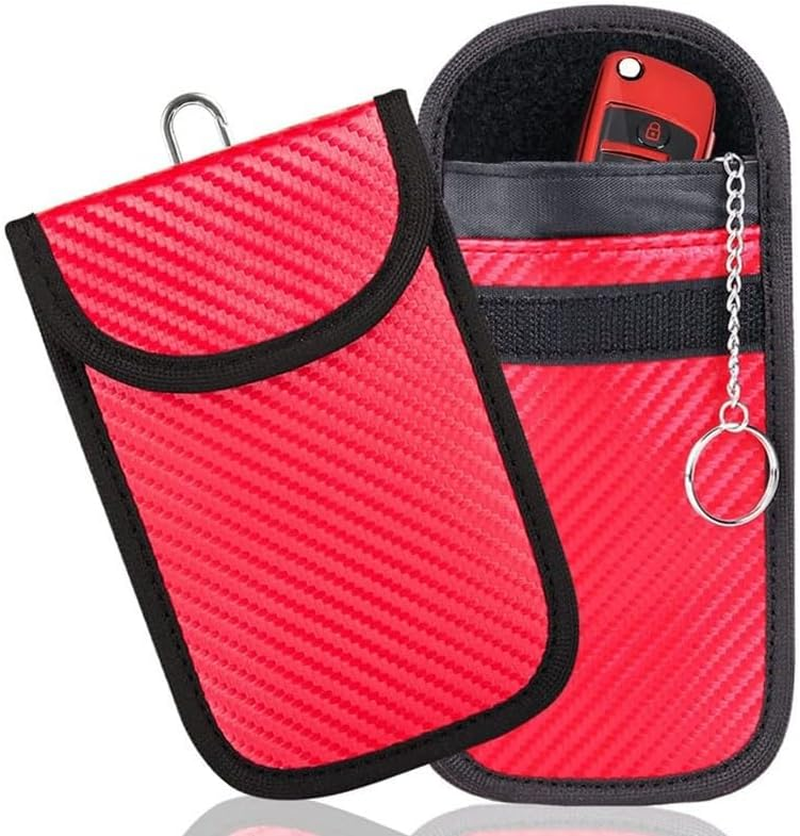 Car Key Protector(2 Pack)&ndash; Car RFID Signal Blocking, Car Security Protection, Anti-Theft Pouch, Anti-Hacking Case Blocker (Red, One Size) image number 2