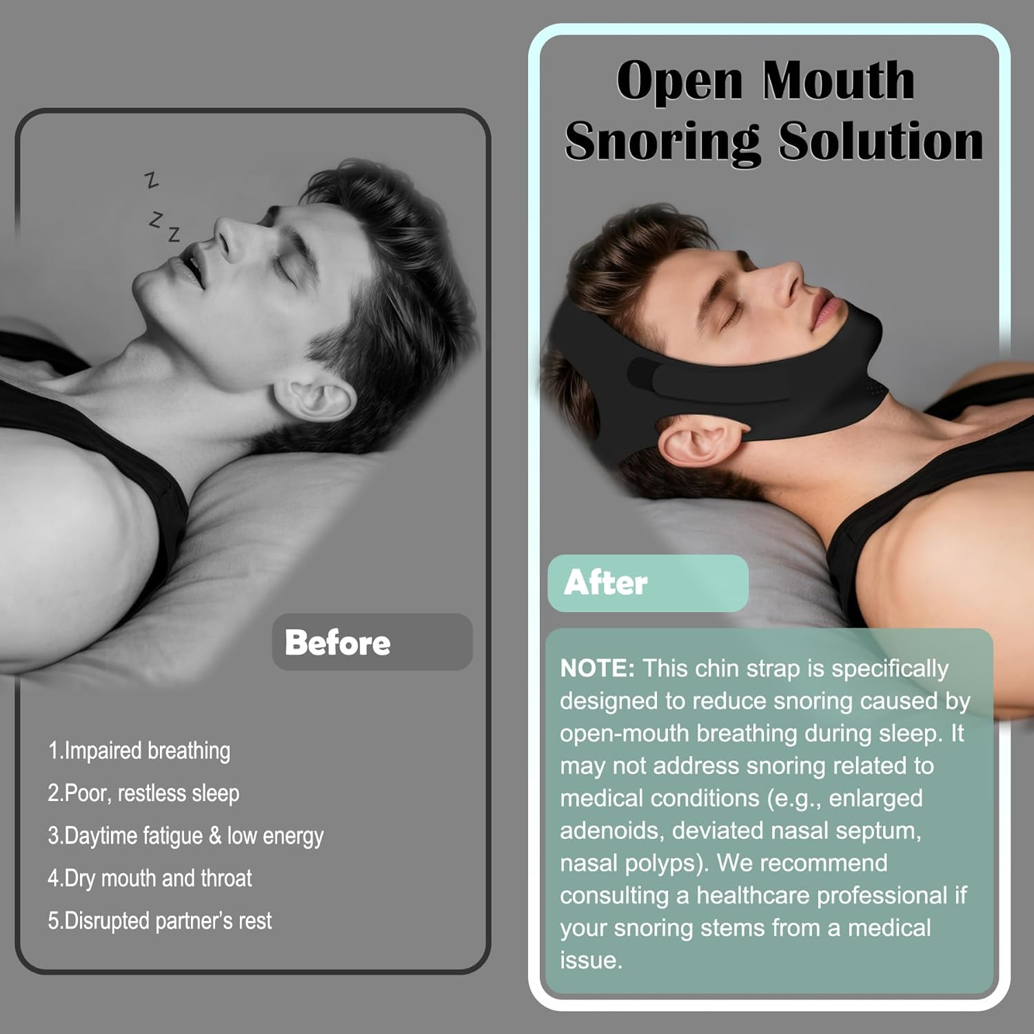 Unisex Non-Slip Anti-Snore Chin Strap for Side Sleepers | Adjustable, Skin-Safe & Lightweight, Snoring Solution for Couples & All Sleepers image number 4