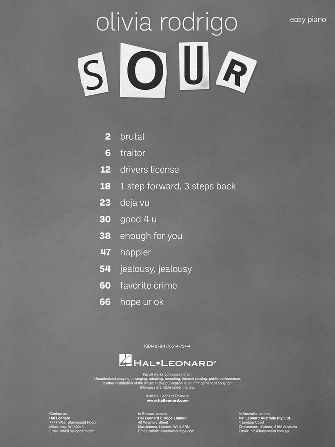 Olivia Rodrigo - Sour (Easy Piano) image number 2