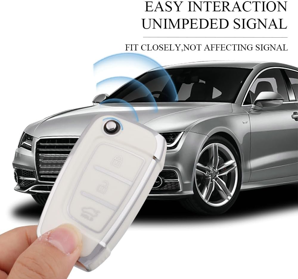 HIBEYO TPU Key Fob Cover for Hyundai Elantra Solaris 2 Tucson I30 I35 I40 Ix35 Kona Genesis Santa Fe Azera Verna Accent Celesta Sonata Accessories Key Shell Cover Flip 3 Button Key-Puprle - Gold Black image number 5