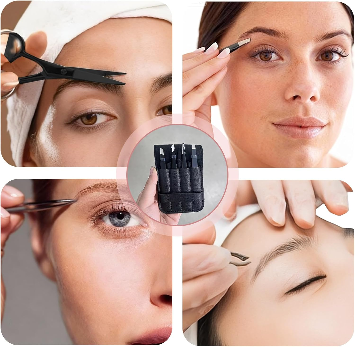 5-Piece Eyebrow Grooming Kit for Women and Men, Stainless Steel Eyebrow Scissors and Tweezers Set with PU Storage Bag - Professional Quality Eyebrow Trimming Tools for Flawless Brows image number 6