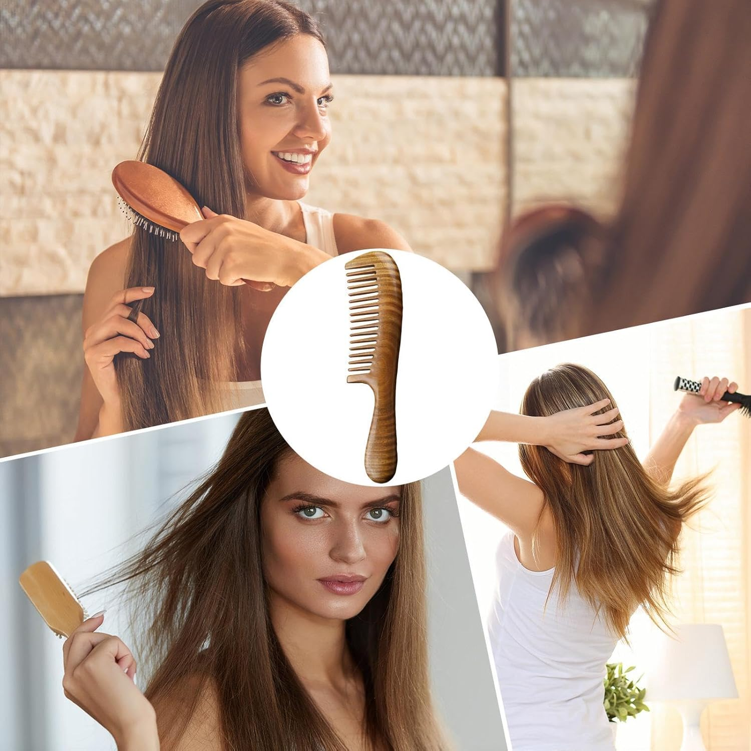 Wooden Comb, Walnut Wood Hair Comb, Sandalwood Detangling Comb, Hair Styling Tools, Scalp Massager Comb, Curly Hair Detangler, Wavy Hair Comb, Long Hair Styling Tools, Natural Wood Hair Accessories