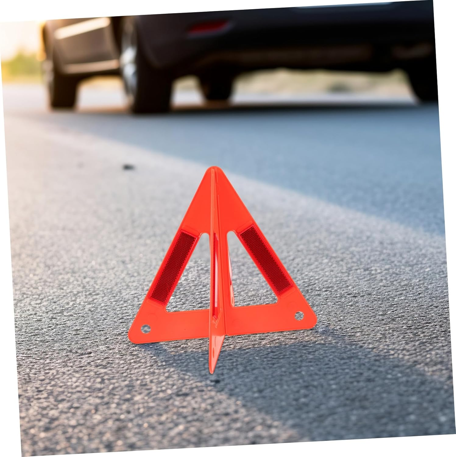 STOBAZA 2Sets Car Road Safety Warning Sign Reflective Triangle for Side of Road Use image number 1