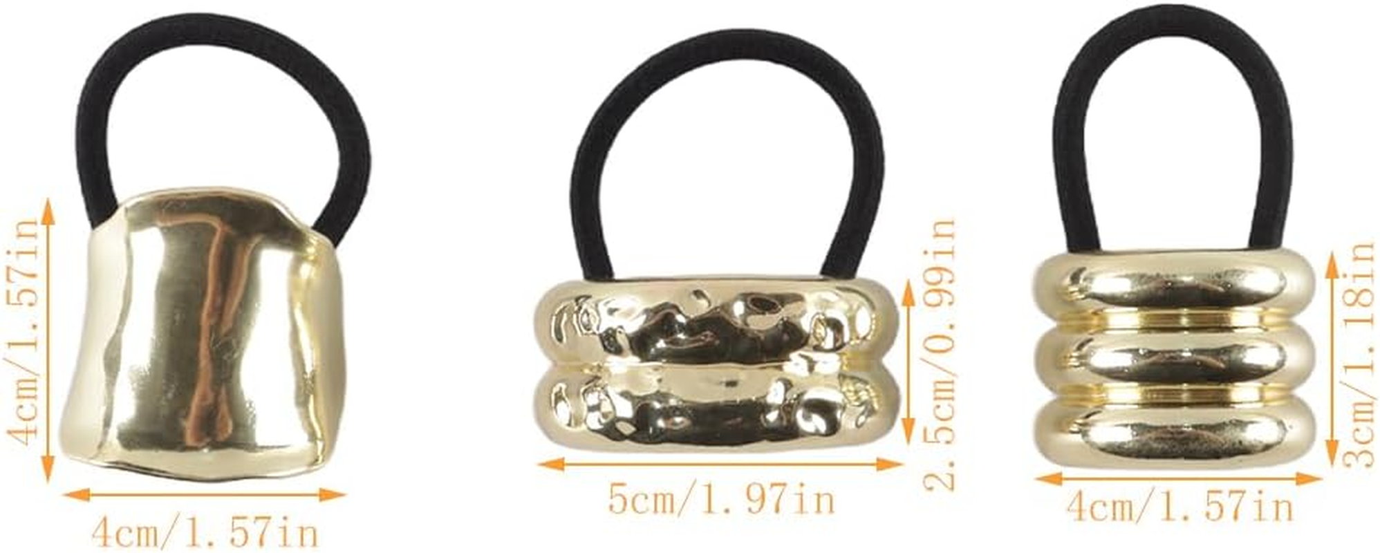 Orivin 3 Pack Gold Oversized Versatile Hair Bobbles with Spring Clip for Women and Girls image number 5