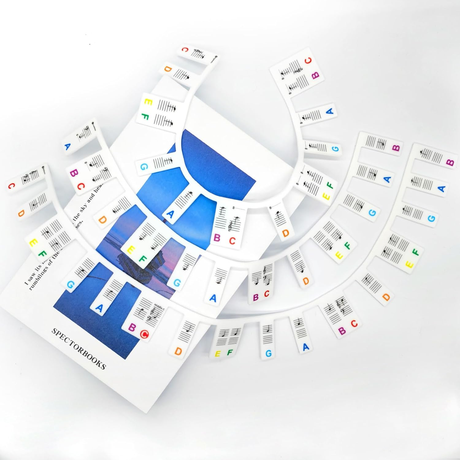 Blingkingdom Removable Keyboard Note Labels 88-Key Full Size Silicone Music Guides Key Letter Label Washable Overlay Strips for Beginner Piano (Rainbow Color) image number 4