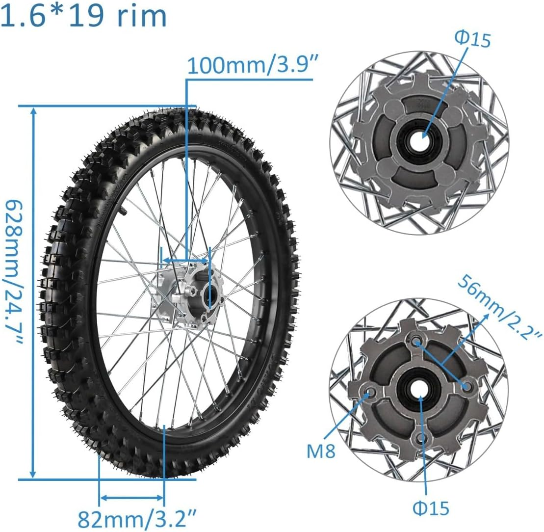 YC Yier 19" Front Wheel 70/100-19 Tire Rim + Brake Assembly for Dirt Pit Bike Motocross Offroad Taotao Apollo SSR Thumpstar 125Cc 150Cc 200Cc 250Cc image number 4