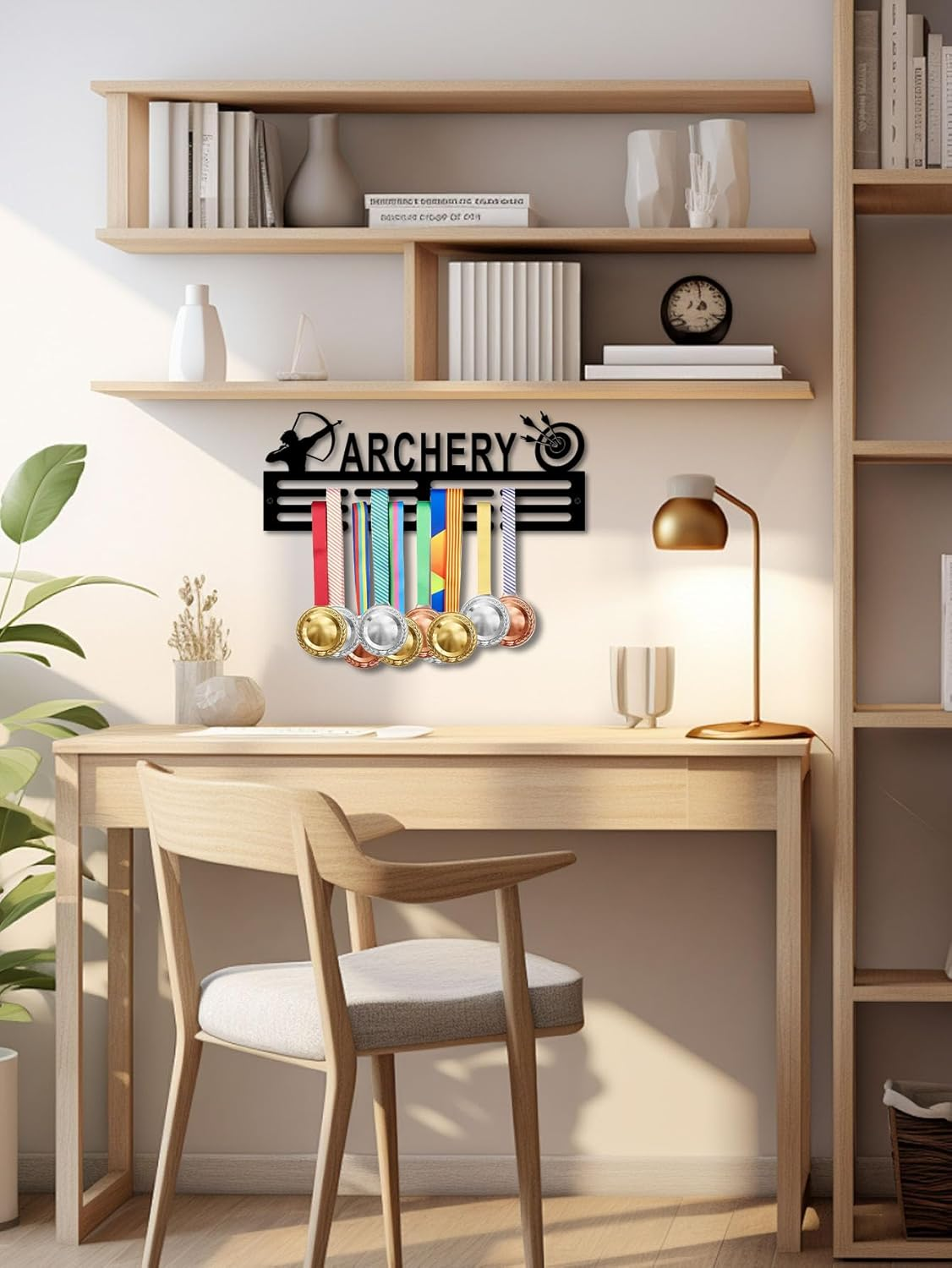 Resama Medal Hanger Holder Display Wall Rack Frame Shelf-Medal Hanger Awards Ribbon Soccer,Gymnastics,Holder Display Rack for 60 Medals